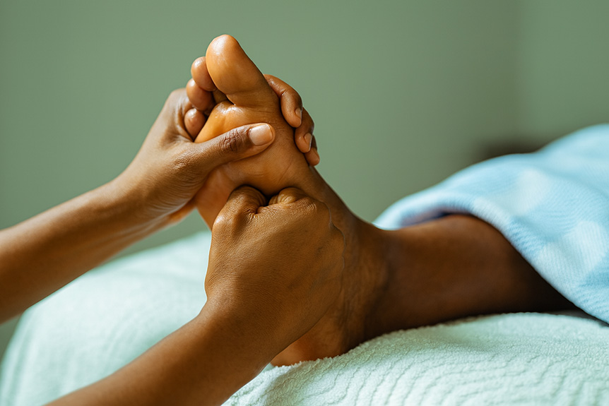 Foot massage therapy session