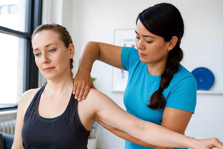 Female physical therapist session