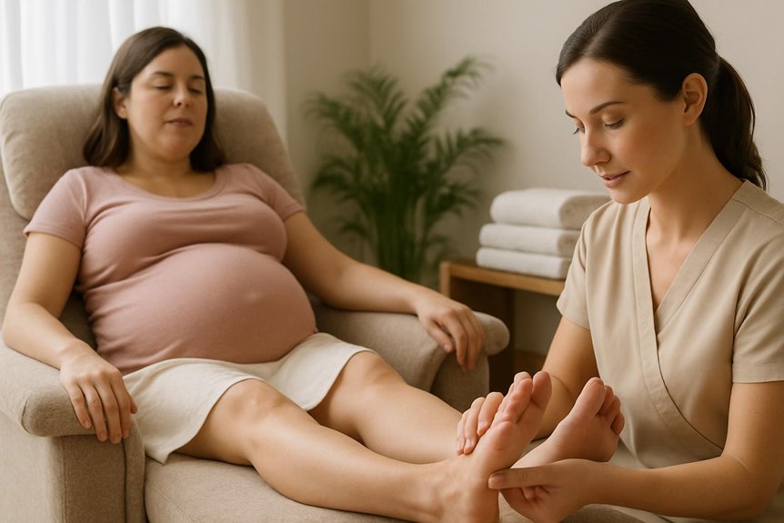 gentle cautious pregnancy foot massage