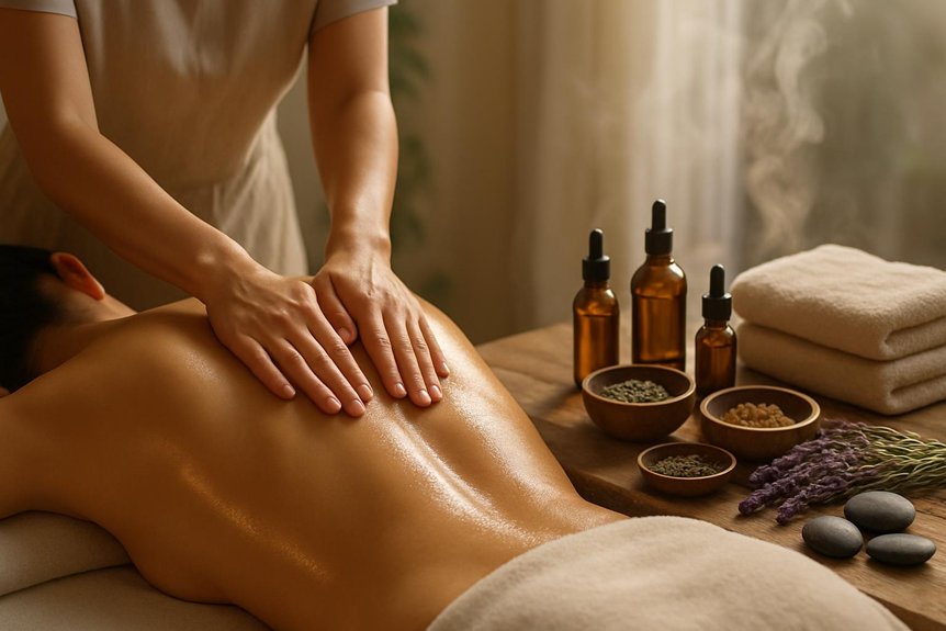 performing therapeutic aromatherapy massage