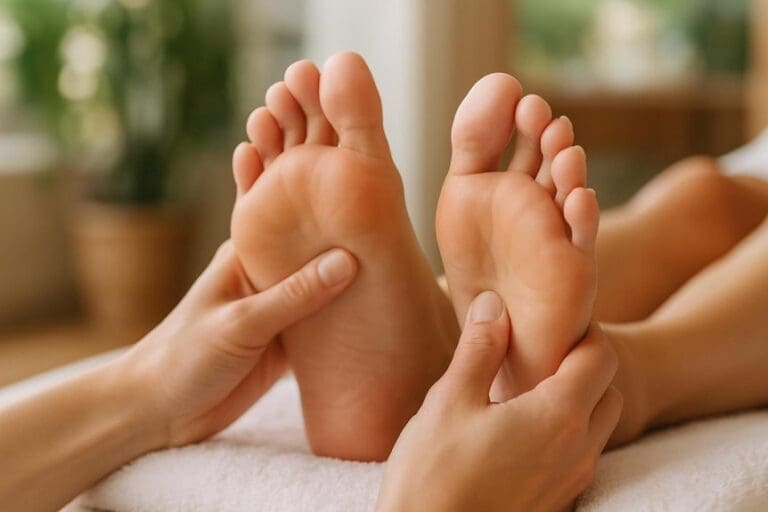 performing foot massage techniques