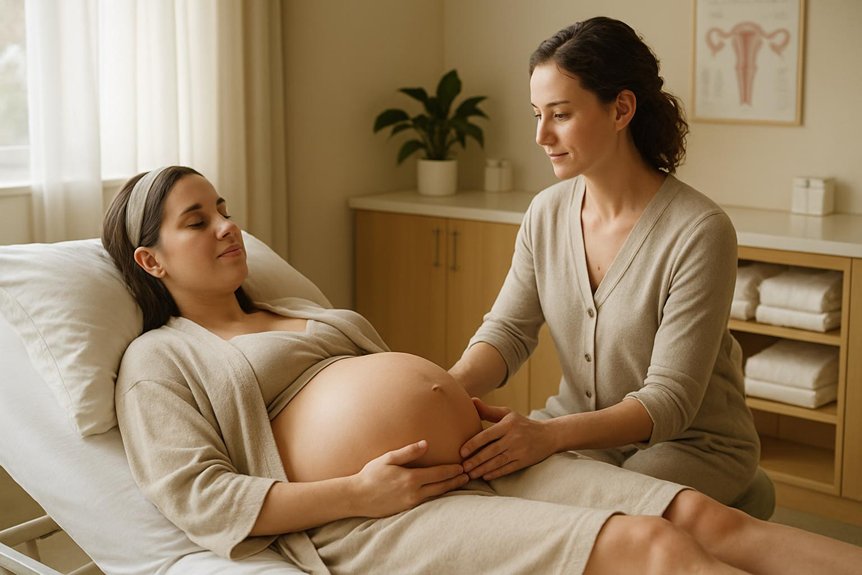 gentle consented pregnancy abdominal massage