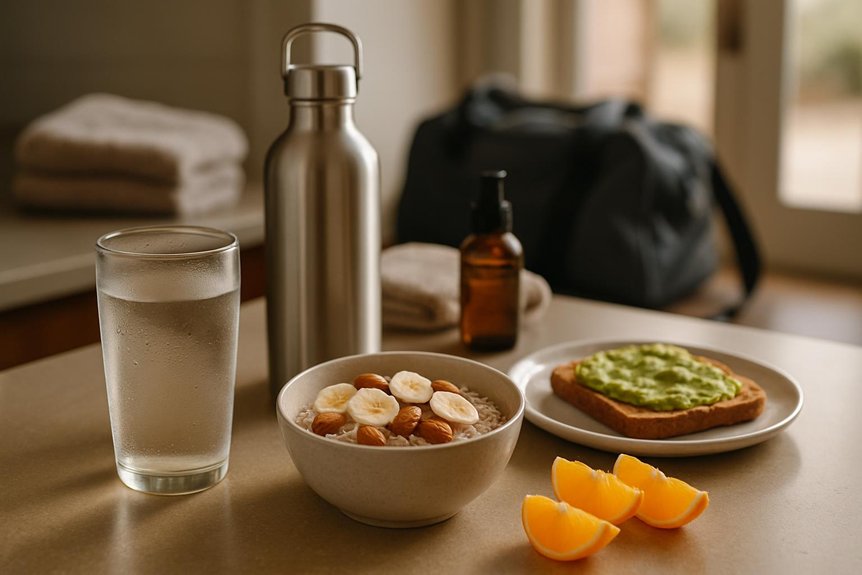 light meal hydrate avoid alcohol