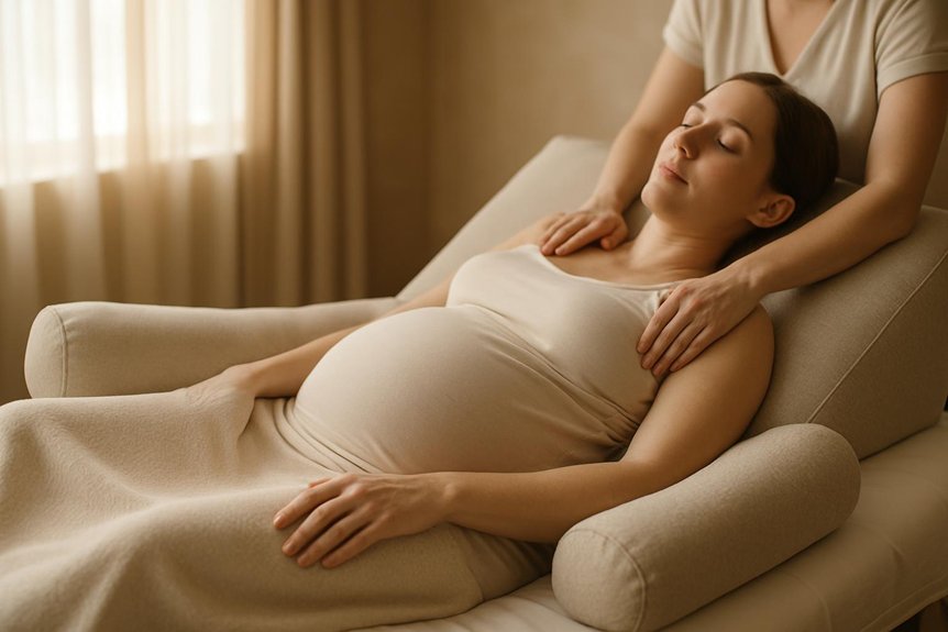 semi reclined supported prenatal positioning