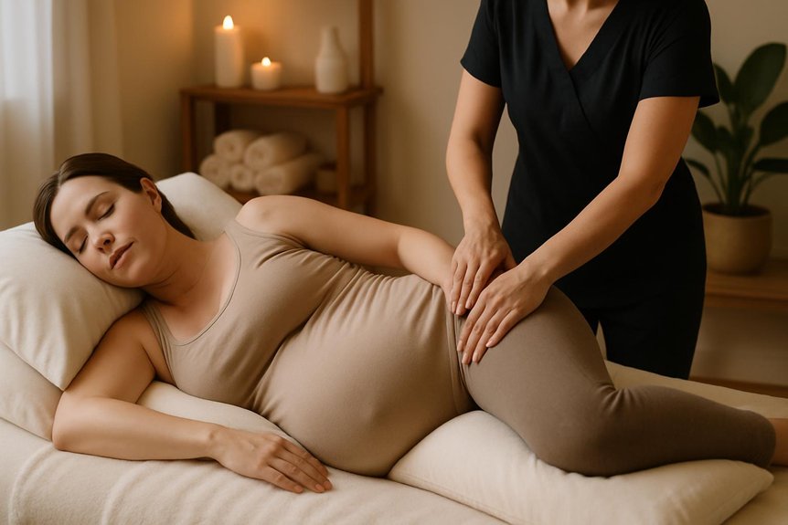 side lying with supportive bolsters