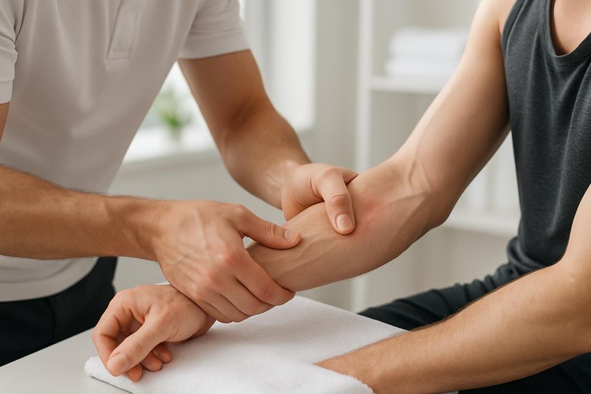 sports massage reduces medial elbow pain