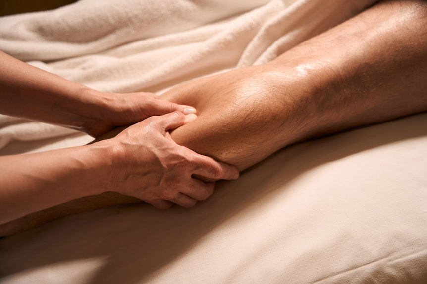 close up leg massage