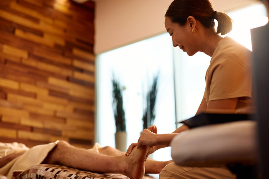Professional reflexology foot massage