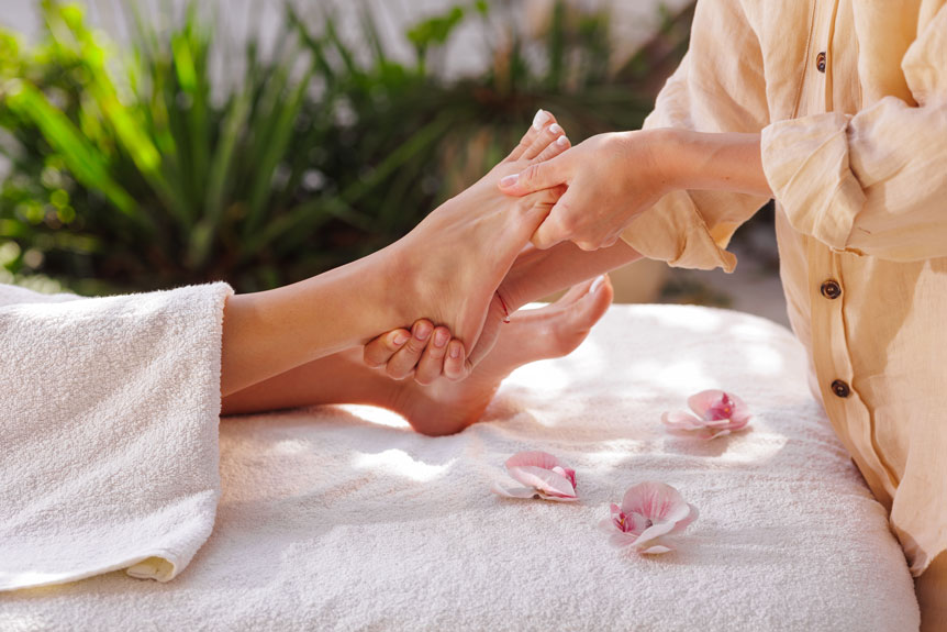 Outdoor Thai foot reflexology massage
