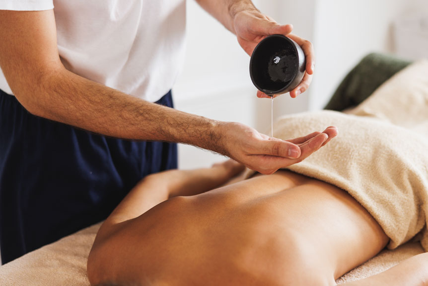 oil pouring for wellness massage