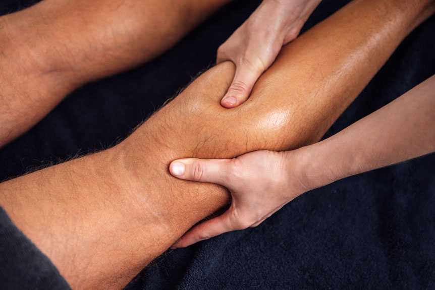 Therapeutic leg massage for wellness and care